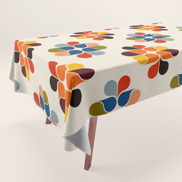 Mod Retro Floral Geometry in Multicolor Tablecloth Gallery Image 1