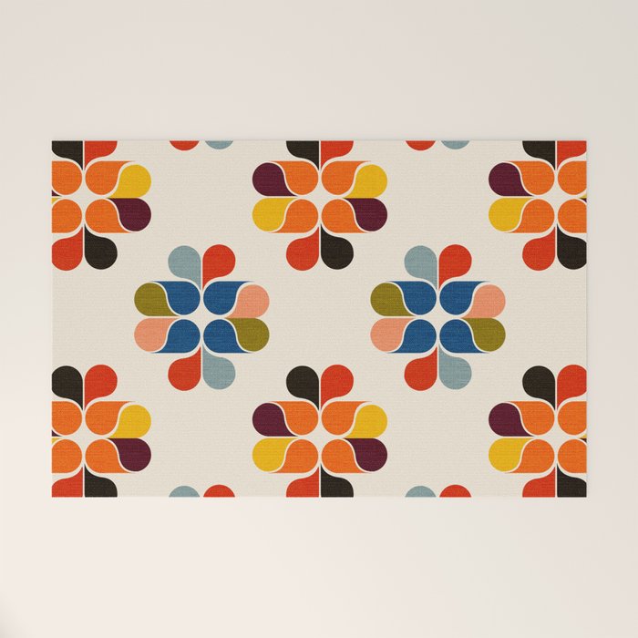 Mod Retro Floral Geometry in Multicolor Welcome Mat Gallery Image 1