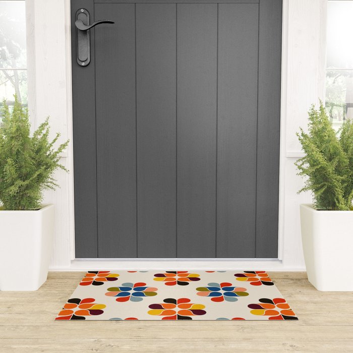 Mod Retro Floral Geometry in Multicolor Welcome Mat Gallery Image 3