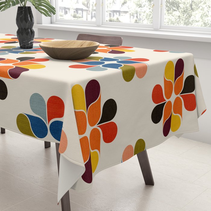 Mod Retro Floral Geometry in Multicolor Tablecloth Gallery Image 3