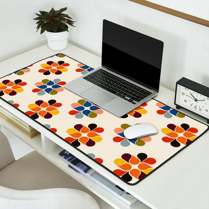 Mod Retro Floral Geometry in Multicolor Desk Mat Gallery Image 2