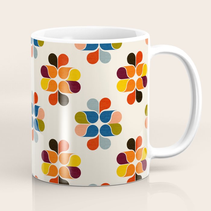 Mod Retro Floral Geometry in Multicolor Coffee Mug Gallery Image 1