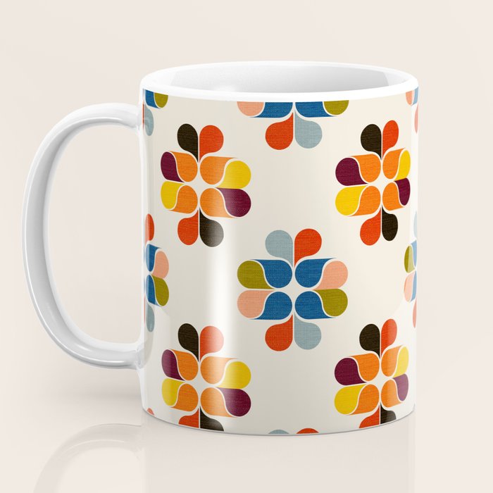 Mod Retro Floral Geometry in Multicolor Coffee Mug Gallery Image 3