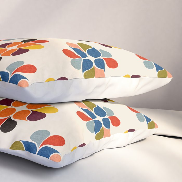 Mod Retro Floral Geometry in Multicolor Pillow Sham Gallery Image 3