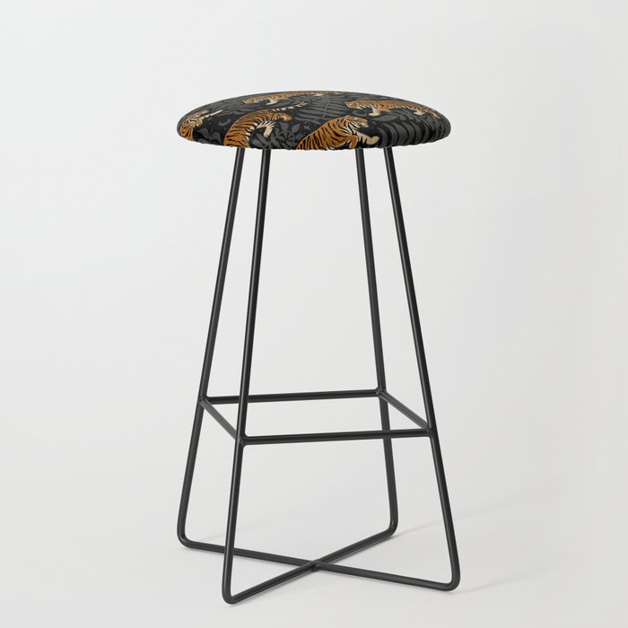 Tigers - black and charcoal  Stool Gallery Image 1