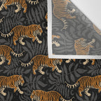 Tigers - black and charcoal  Wall Tapestry Gallery Image 3