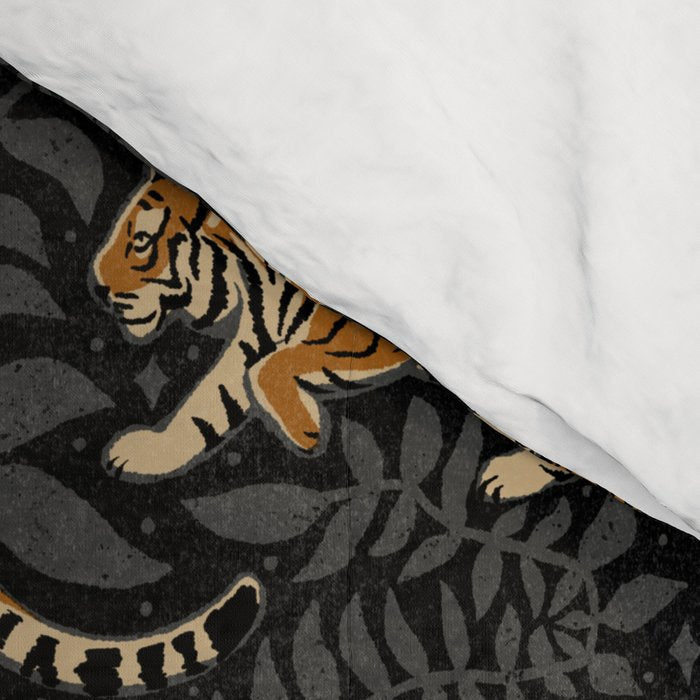 Tigers - black and charcoal  Comforter Gallery Image 4