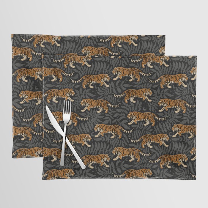 Tigers - black and charcoal  Placemat Gallery Image 1
