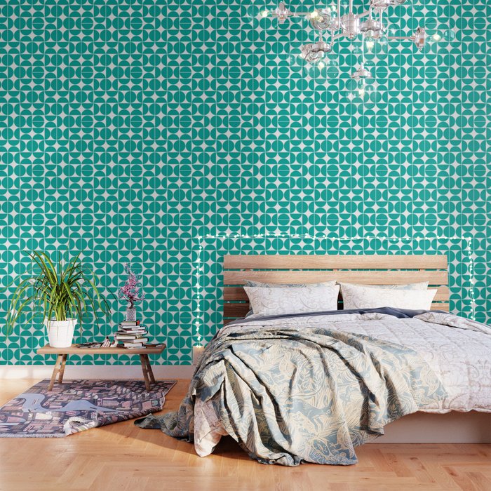 Mid Century Modern Geometric 04 Turquoise Wallpaper Gallery Image 3