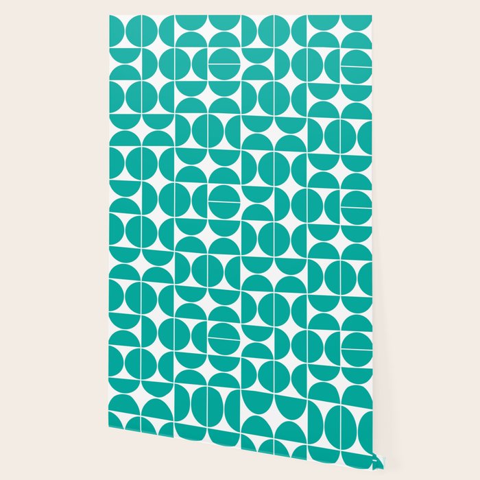 Mid Century Modern Geometric 04 Turquoise Wallpaper Gallery Image 2