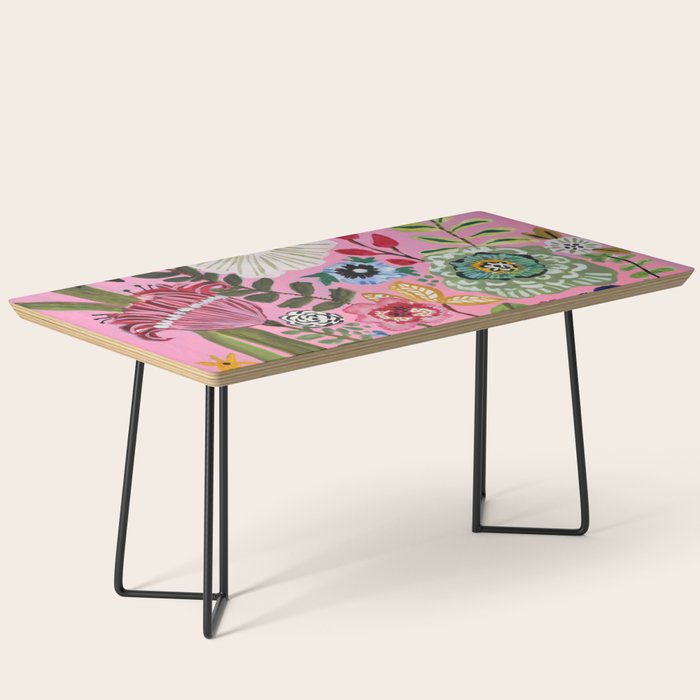 Pink Garden Flowers Coffee Table Gallery Image 1