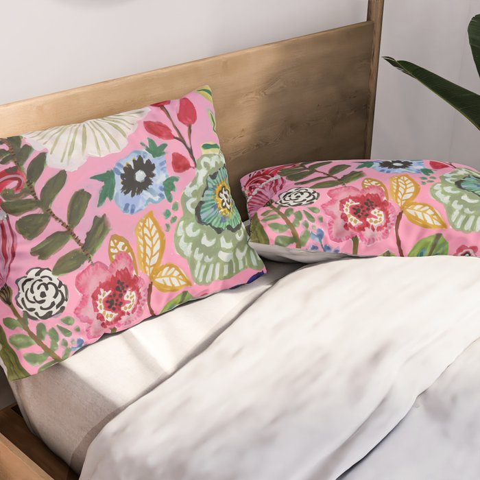 Pink Garden Flowers Pillow Sham Gallery Image 2