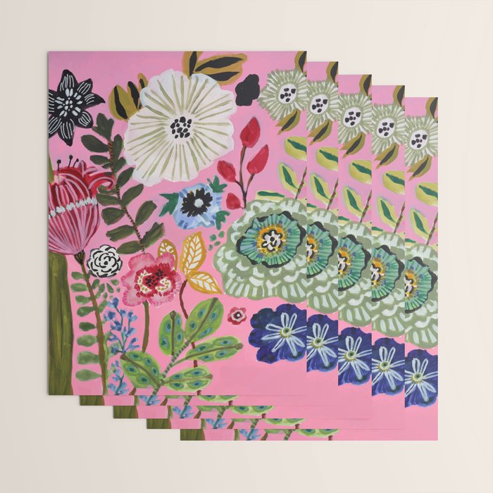 Pink Garden Flowers Wrapping Paper Gallery Image 3