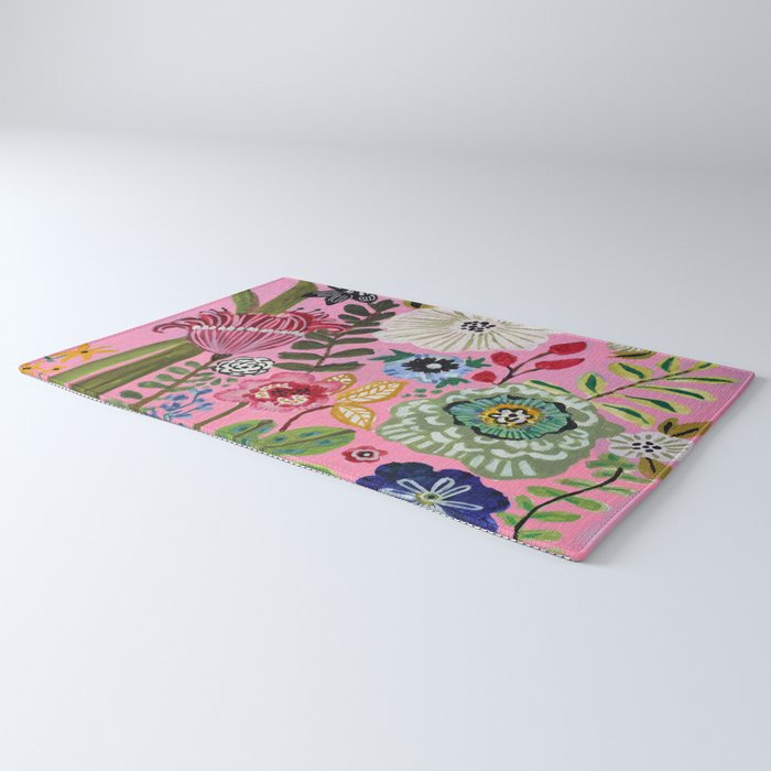 Pink Garden Flowers Rug Gallery Image 3