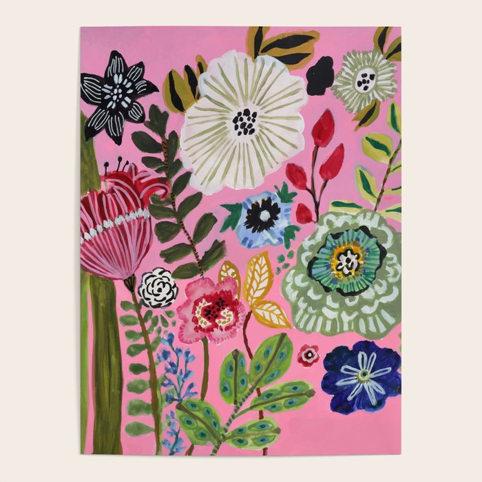 Pink Garden Flowers Poster Gallery Image 4