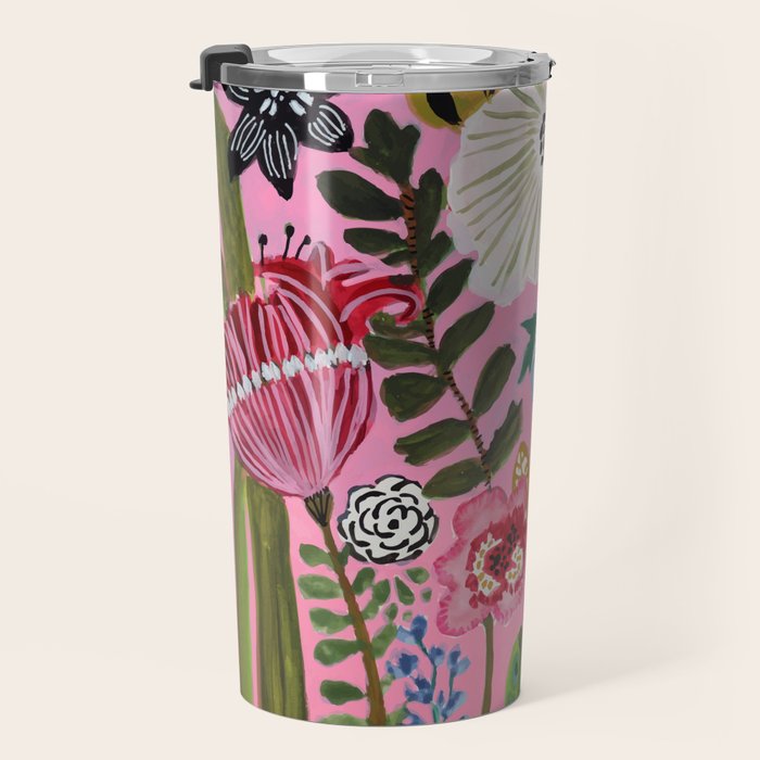 Pink Garden Flowers Travel Mug Gallery Image 3