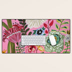 Pink Garden Flowers Desk Mat Gallery Image 1