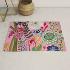 Pink Garden Flowers Rug Gallery Image 1