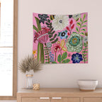 Pink Garden Flowers Wall Tapestry Gallery Image 2