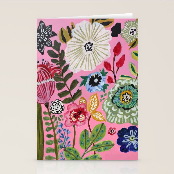 Pink Garden Flowers Stationery Card Gallery Image 2