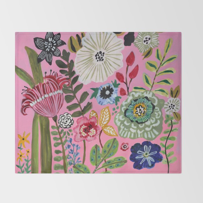Pink Garden Flowers Throw Blanket Gallery Image 2