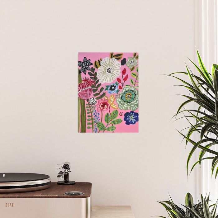 Pink Garden Flowers Poster Gallery Image 2