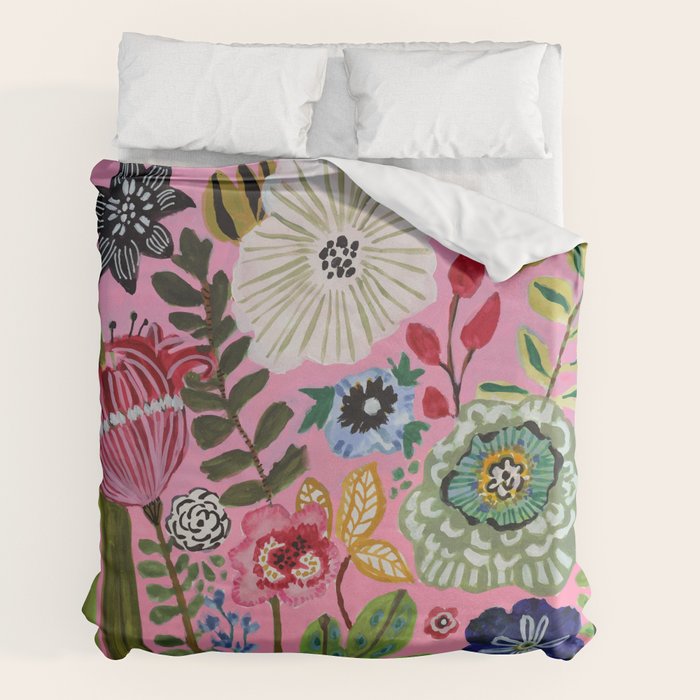 Pink Garden Flowers Duvet Cover Gallery Image 2