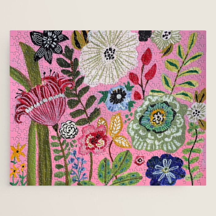 Pink Garden Flowers Jigsaw Puzzle Gallery Image 1