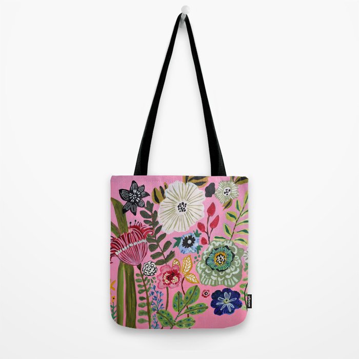 Pink Garden Flowers Tote Bag Gallery Image 2