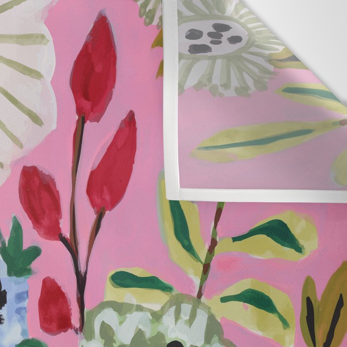 Pink Garden Flowers Wall Tapestry Gallery Image 3