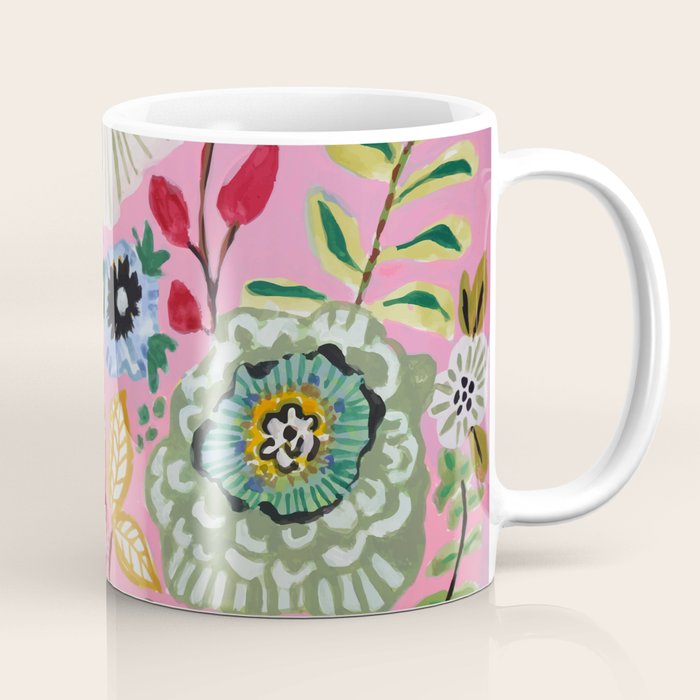 Pink Garden Flowers Coffee Mug Gallery Image 1