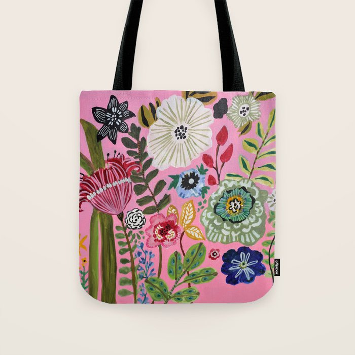Pink Garden Flowers Tote Bag Gallery Image 1