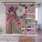 Pink Garden Flowers Wall Mural Gallery Image 1