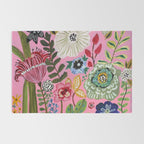 Pink Garden Flowers Rug Gallery Image 2