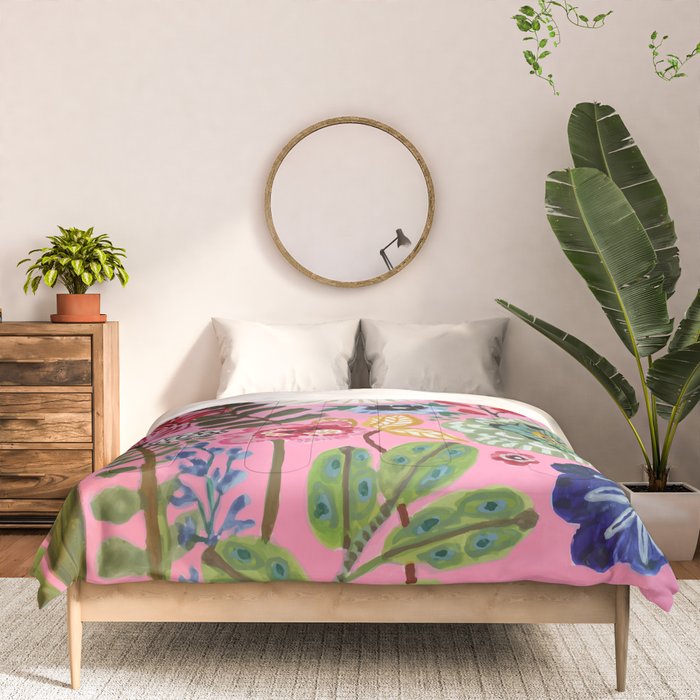 Pink Garden Flowers Comforter Gallery Image 3