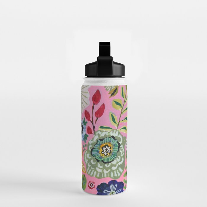 Pink Garden Flowers Water Bottle Gallery Image 2