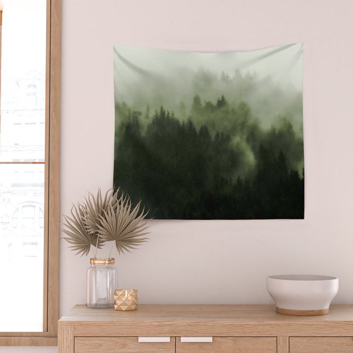 Drift - Green Mountain Forest Wall Tapestry Gallery Image 2