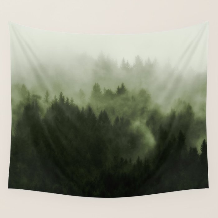 Drift - Green Mountain Forest Wall Tapestry Gallery Image 1