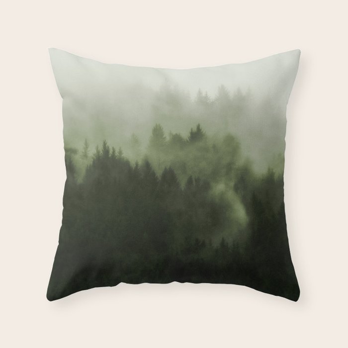 Drift - Green Mountain Forest Throw Pillow Gallery Image 6