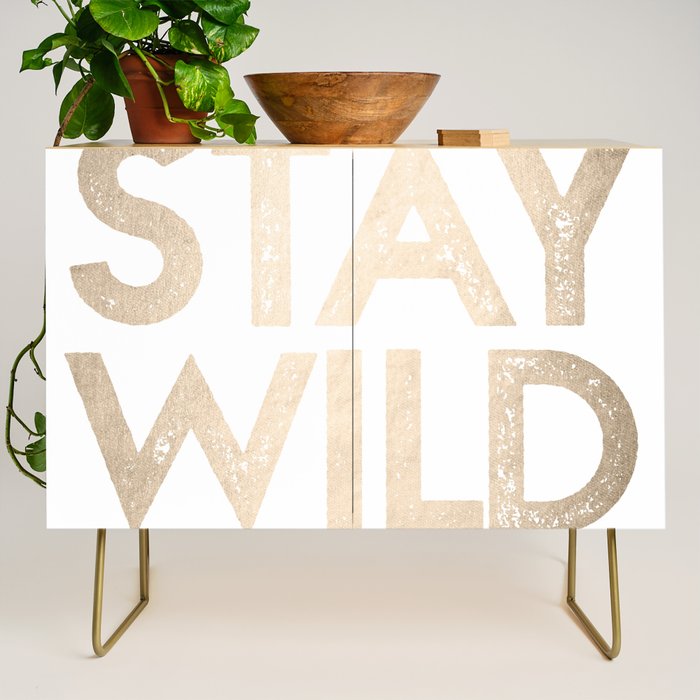 Stay Wild White Gold Quote Credenza Gallery Image 1