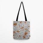 Four-leaf Flower Pattern / Grey & Brown Tote Bag Gallery Image 2