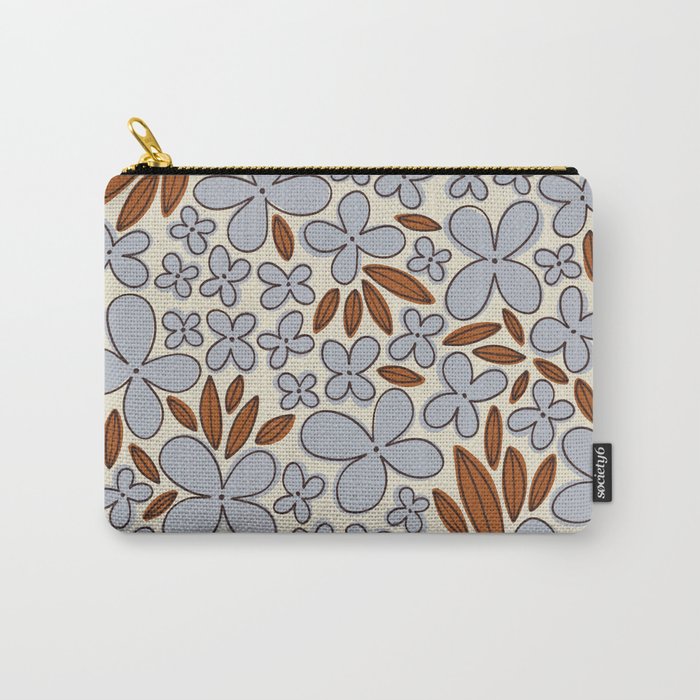 Four-leaf Flower Pattern / Grey & Brown Carry All Pouch Gallery Image 1