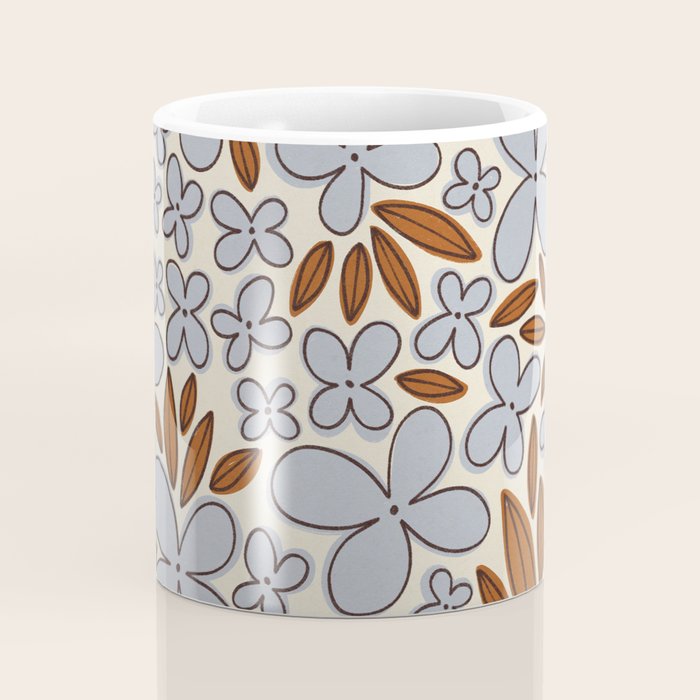 Four-leaf Flower Pattern / Grey & Brown Coffee Mug Gallery Image 4