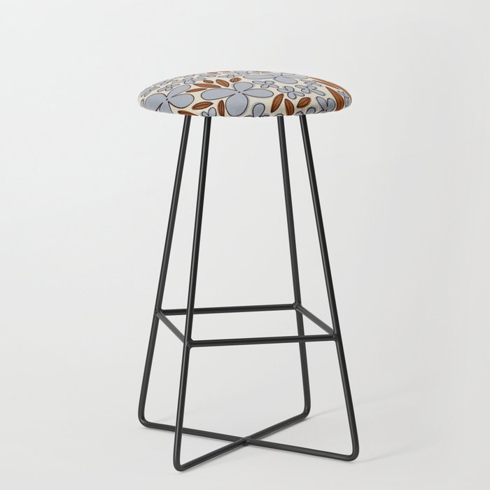 Four-leaf Flower Pattern / Grey & Brown Stool Gallery Image 1