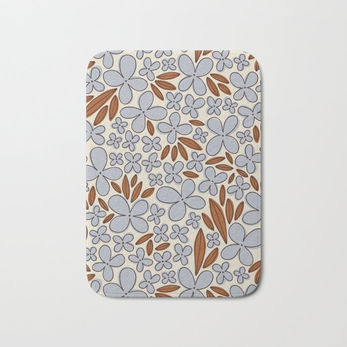 Four-leaf Flower Pattern / Grey & Brown Bath Mat Gallery Image 1