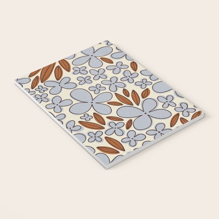 Four-leaf Flower Pattern / Grey & Brown Notebook Gallery Image 3