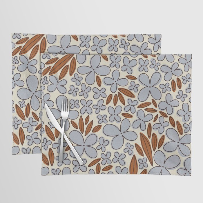 Four-leaf Flower Pattern / Grey & Brown Placemat Gallery Image 1