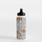 Four-leaf Flower Pattern / Grey & Brown Water Bottle Gallery Image 3