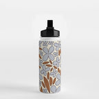 Four-leaf Flower Pattern / Grey & Brown Water Bottle Gallery Image 2