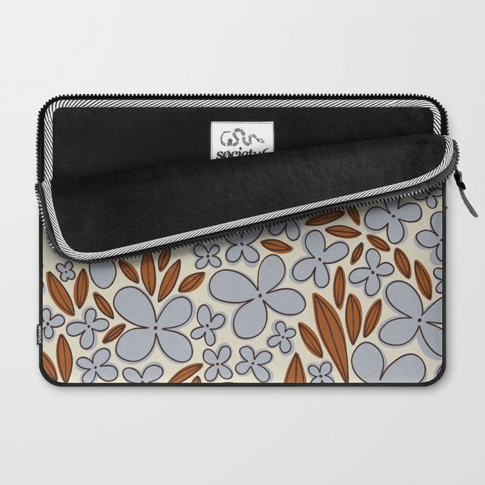 Four-leaf Flower Pattern / Grey & Brown Laptop Sleeve Gallery Image 2